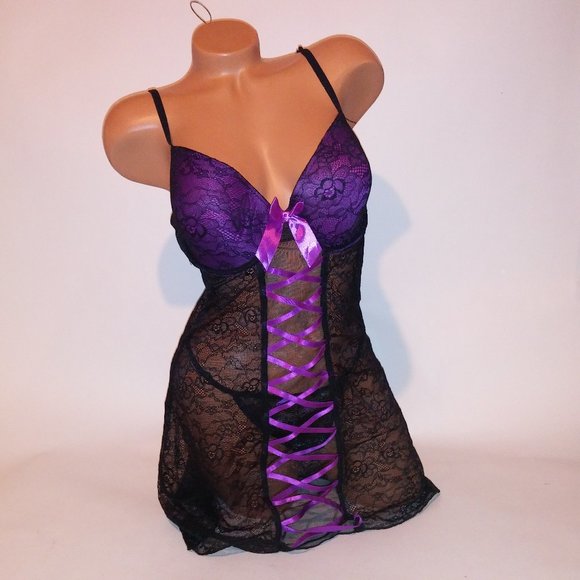 Naughty or Nice Lingerie Set Babydoll & Panty XL (Tag Says 3X but fits more like - Picture 1 of 9